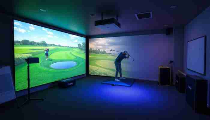 Indoor golf simulator setup for year-round practice at home
