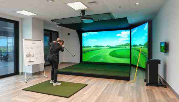 Indoor golf simulator rental session in Scottsdale for swing practice