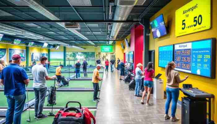 Indoor golf business using scheduling, loyalty programs and differentiated pricing to manage simulator bay demand