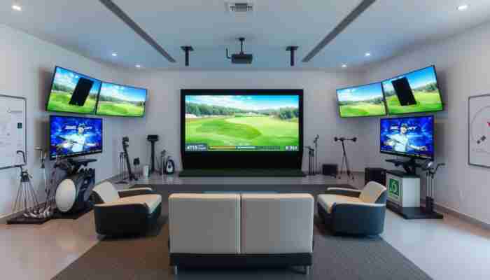 Home golf simulator setup that may be purchased with cash, a payment plan or financing